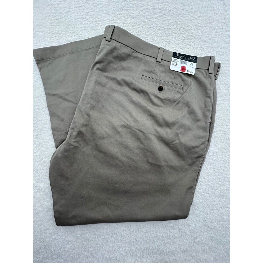 Joseph & Feiss Mens Tan Khaki Classic‎ Fit Cotton Chino Pants 56x32 NWT